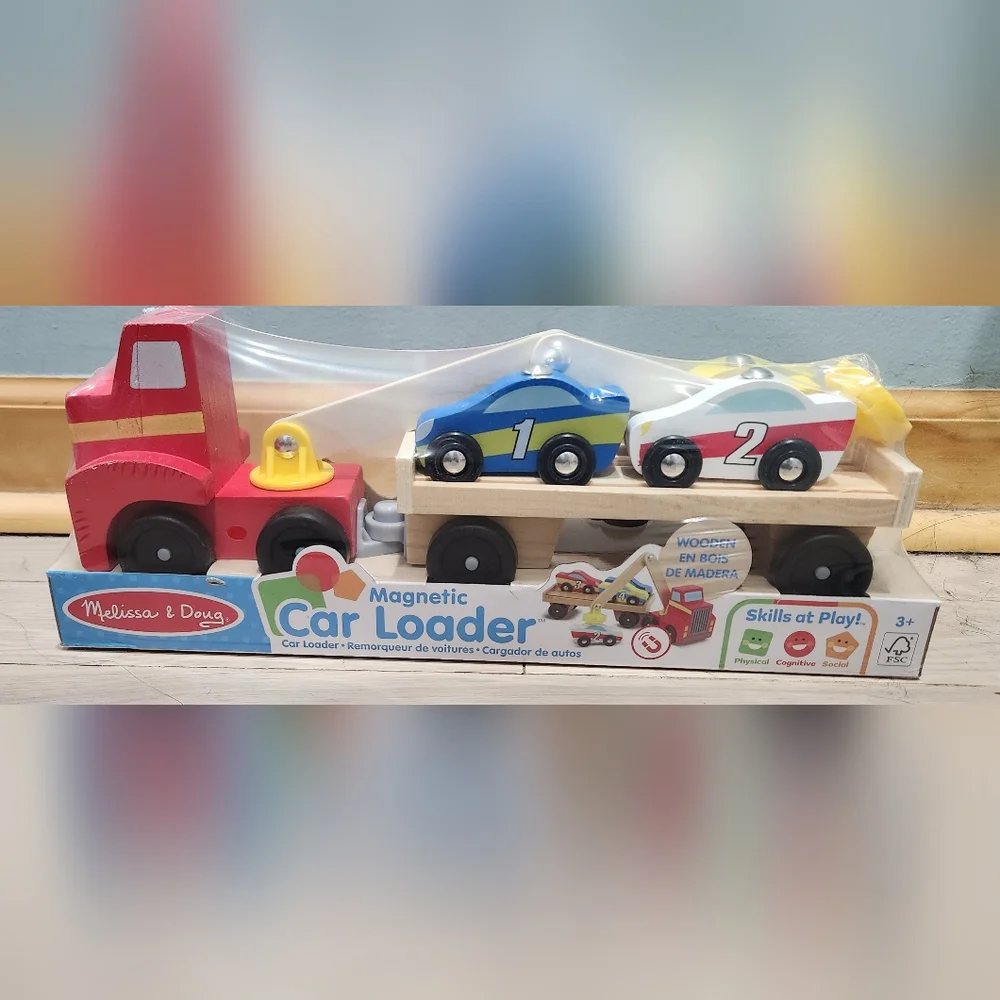 Melissa & Doug Red Magnetic Car Loader Set
